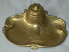 Solid Brass Vintage Inkwell With Ceramic Insert