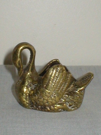 Rare Vintage Solid Brass Swan Receptacle