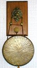 Antique Victorian Brass And Wood Lions Head Dinner Gong; Complete