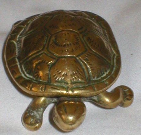 Solid Brass Antique Turtle Vesta