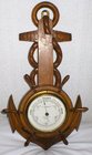 Vintage Edwardian Oak Barometer With Nautical Theme