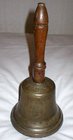 Heavy Large Bronze Calling Bell With Wood Handle