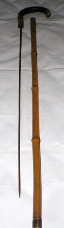 Antique Bamboo Crook Handle Sword Stick