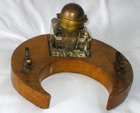 Rare Victorian Partner Inkwell With Two Dip Pen Holders