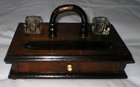 Late Victorian Early Edwardian Double Inkwell With Drawer
