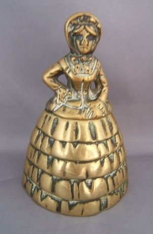 Rare Victorian Solid Brass Lady Inkwell Complete