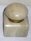 Vintage Solid Marble And Brass Inkwell