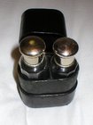 Vintage Travel Boxed Pair Perfume Bottles With Silver Plate Tops