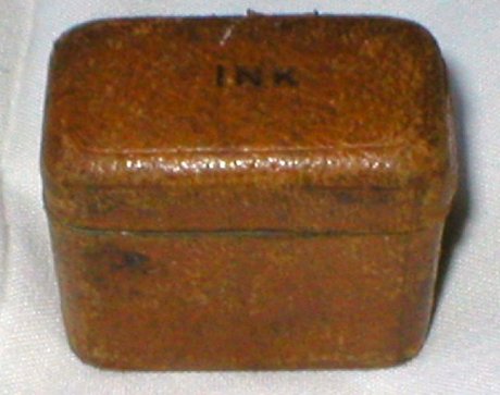 Antique Late Victorian Travelling Inkwell Leather Covered