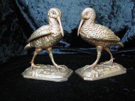 A PAIR OF SIMPSON HALL MILLER & CO USA PLATED BIRDS