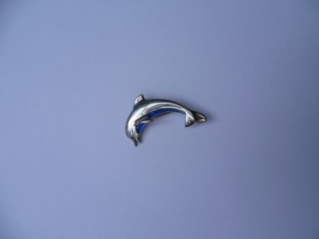 Silver & Enamel Dolphin Brooch